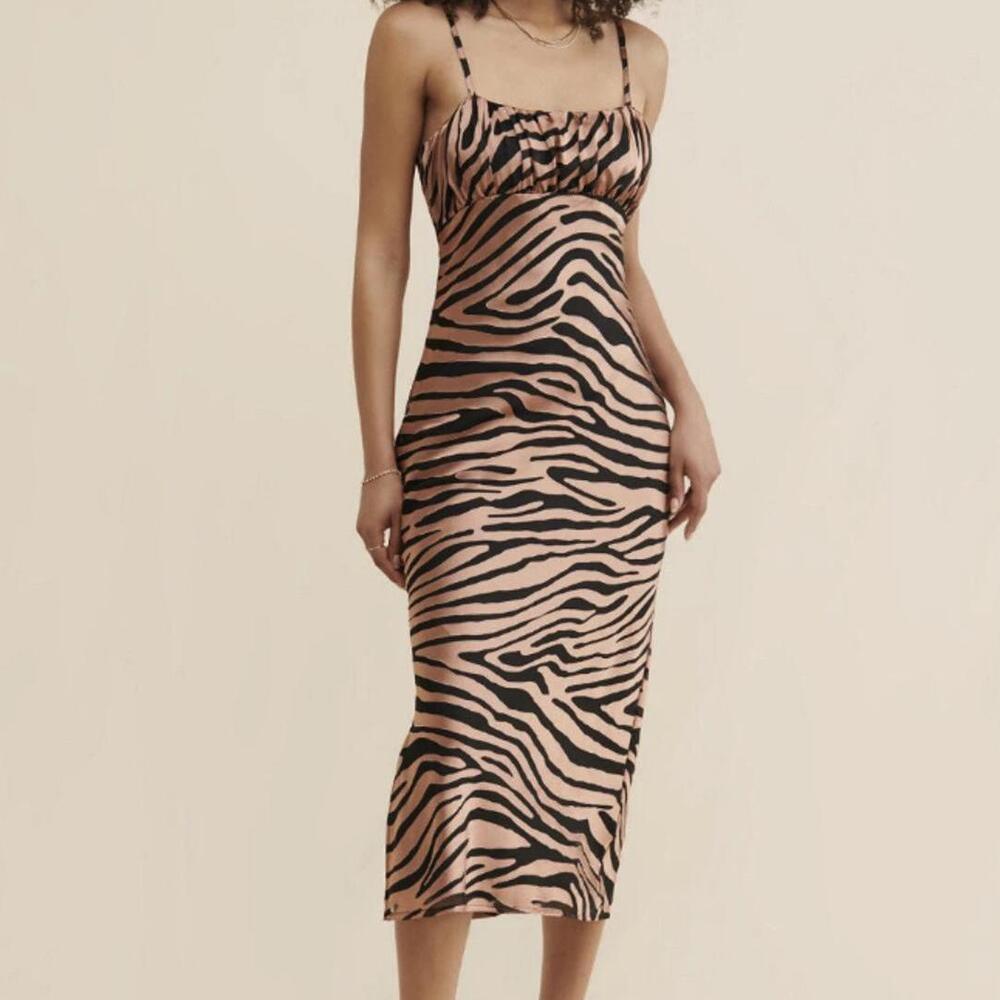 Hutch by Anthropologie Zebra Burnout Chiffon Hayden Midi Dress - Size - Large